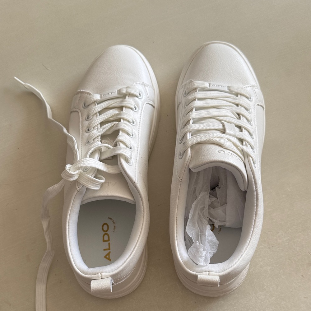 Aldo Classic White Lace-Up Sneakers
